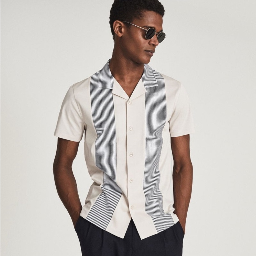 Obi Striped Cuban Collar Shirt